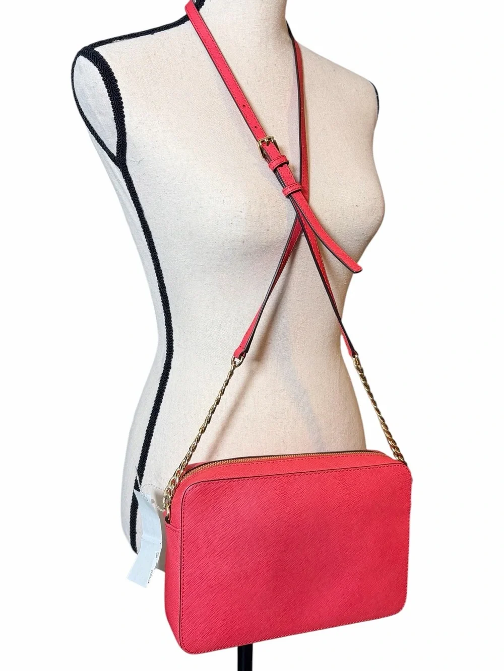 Michael Kors Jet Set  EW Saffiano Leather Crossbody - Watermelon With Tags - Picture 2 of 14